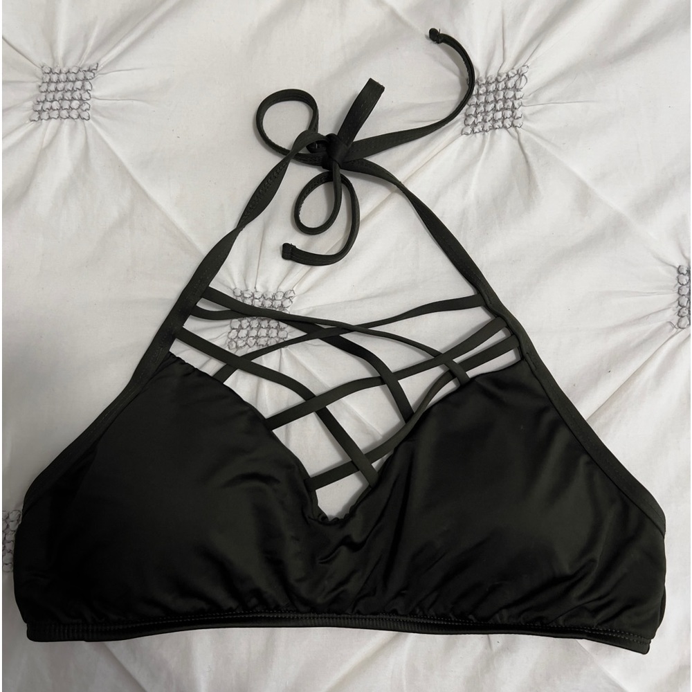 Mossimo Dark Olive Green Criss Cross Bikini Top - Picture 1 of 4